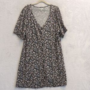 Maurices Women's Antique Floral Print Short Sleeve Shirt Dress Size XXL